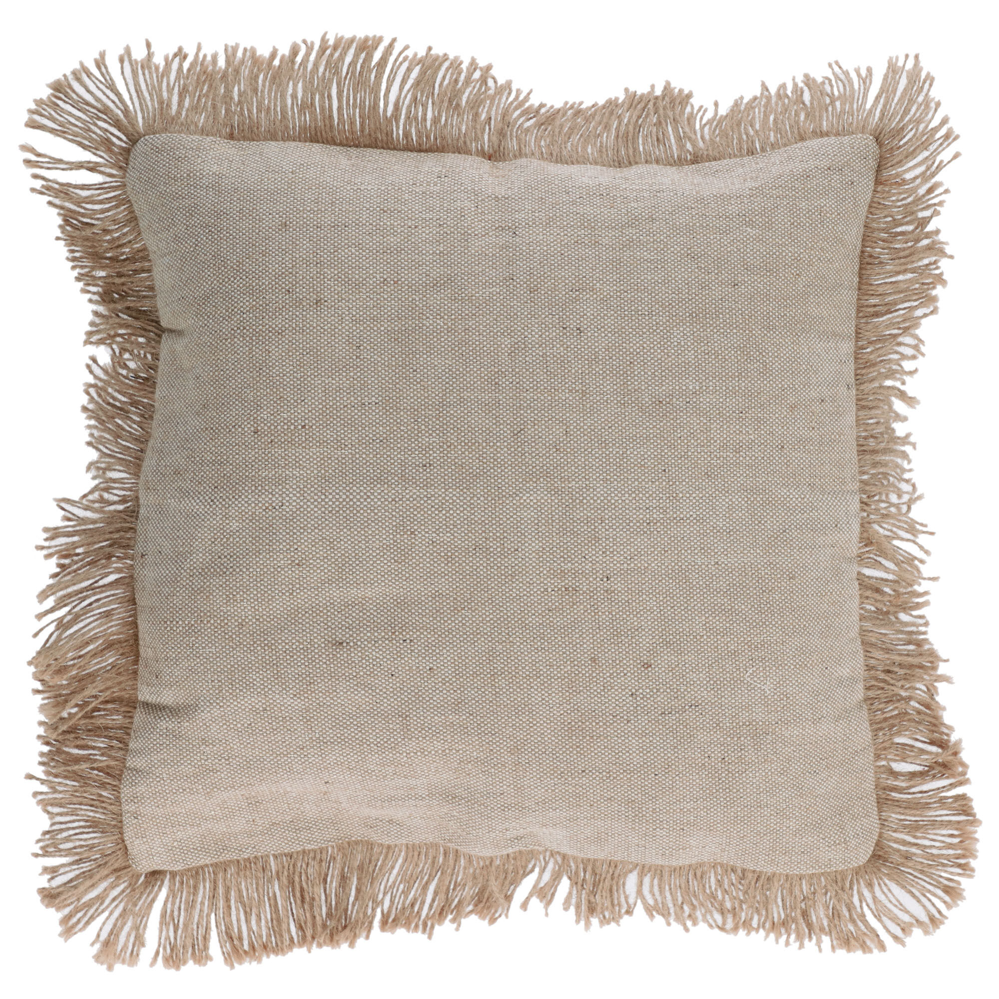 Kave Home Delcie cotton and jute cushion cover with beige tassels 60 x 60 cm