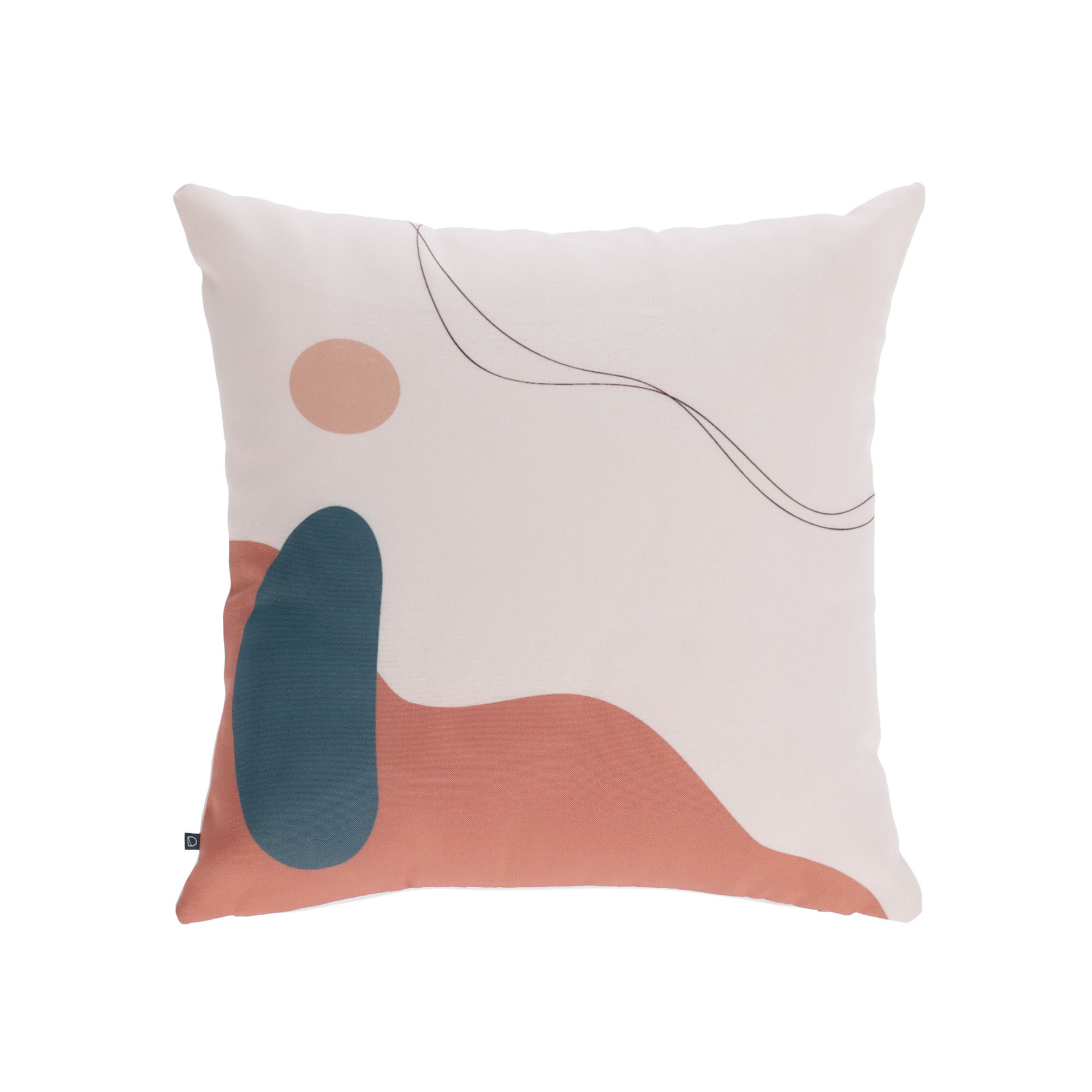 Kave Home Abish cushion cover with geometric shapes in beige 45 x 45 cm