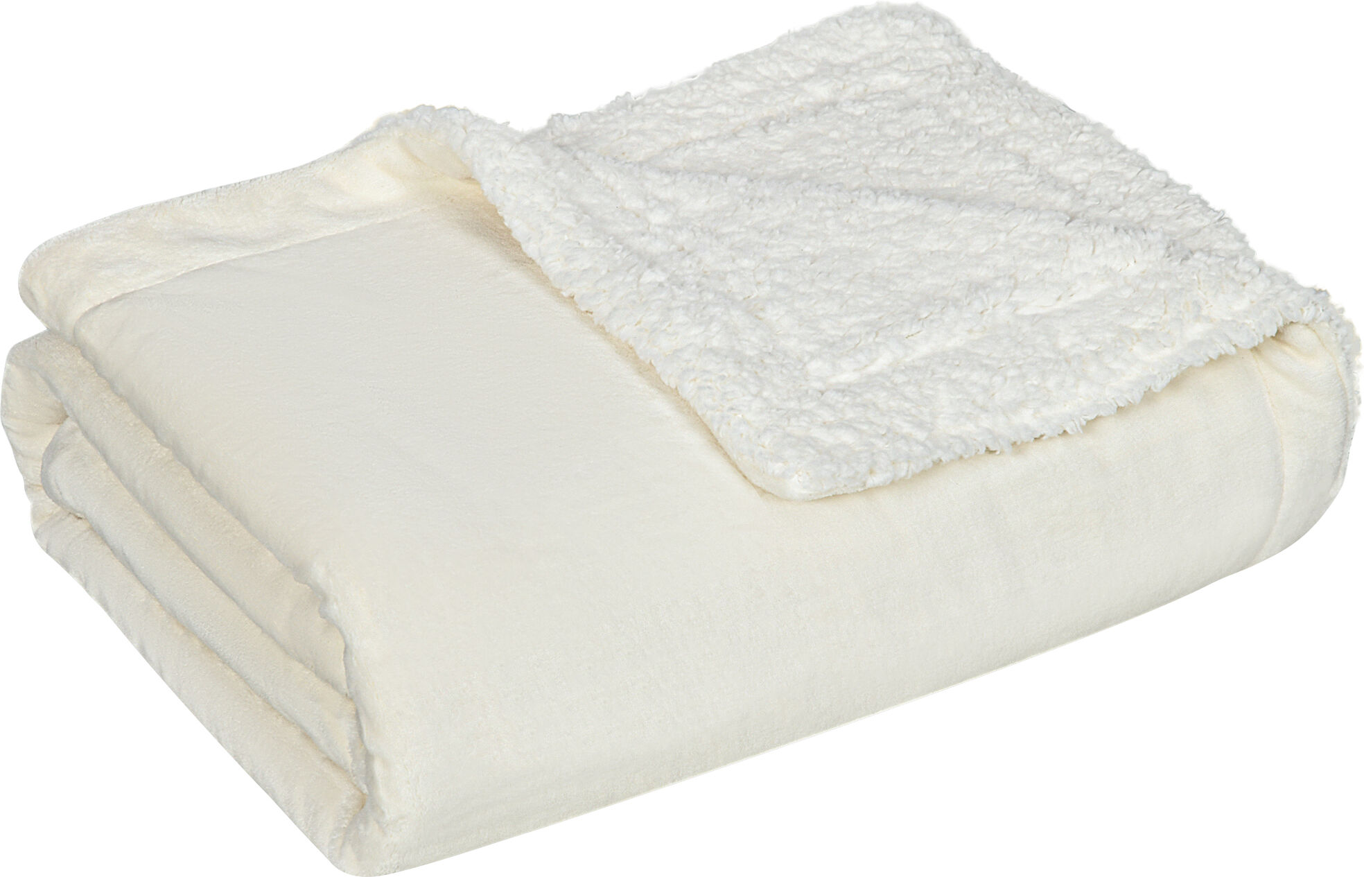 Homcom Coperta Double-Face in Flanella 220 GSM e Sherpa 260 GSM per Interno ed Esterno, 203x152x0.5 cm, Crema