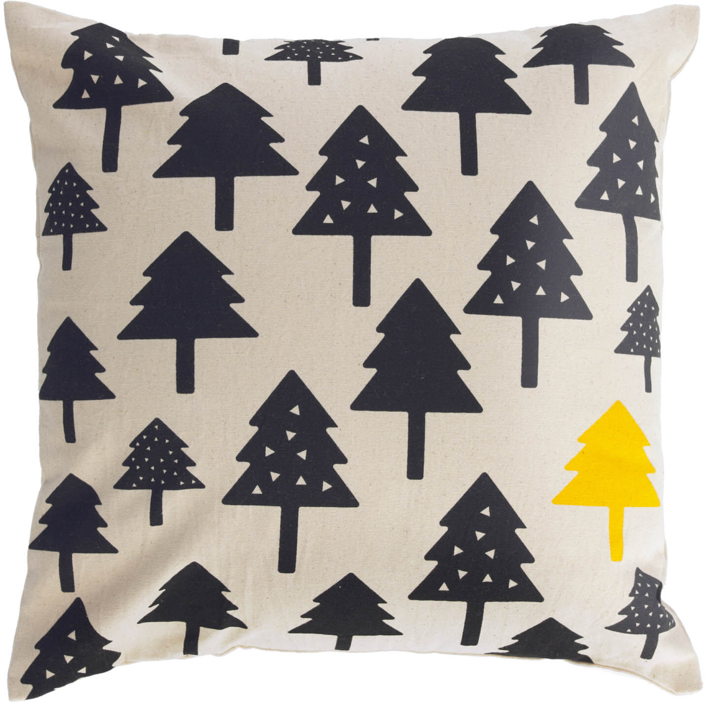 Kave Home Fodera per cuscino Saori 100% cotone (GOTS) nero alberi piccoli  45 x 45 cm