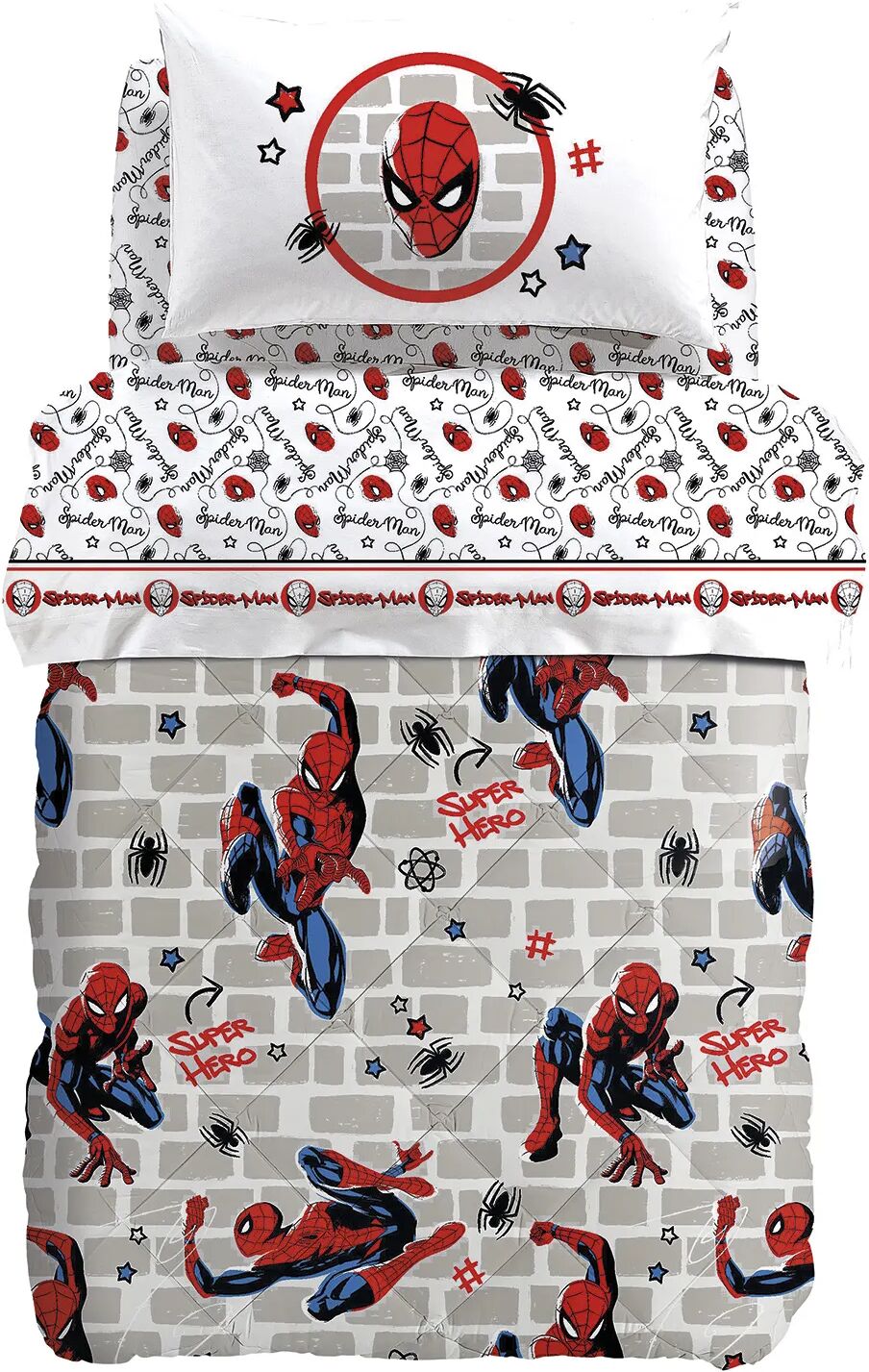 Marvel Trapunta Spider man Wall Singolo   in Cotone Caleffi