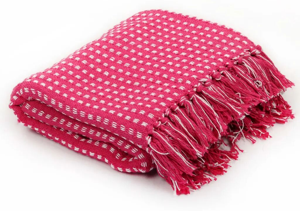 vidaXL Plaid vierkanten 125x150 cm katoen roze