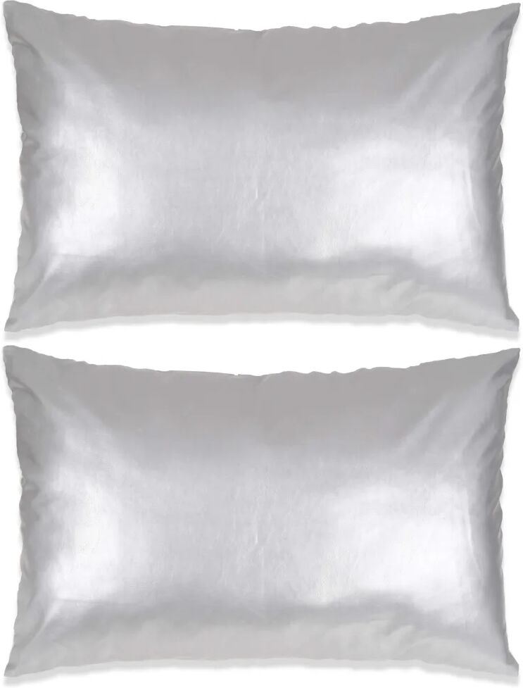 vidaXL Sierkussenset 40x60 cm PU zilver 2-delig