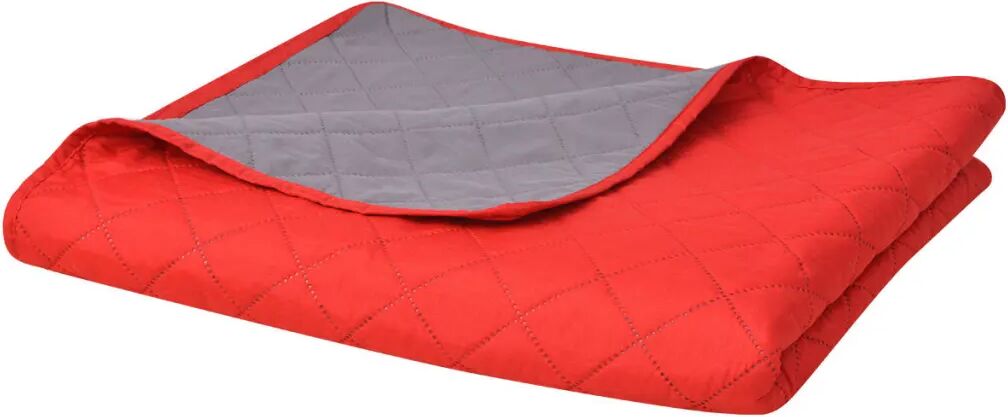 vidaXL Dubbelzijdige quilt bedsprei rood en grijs 170x210 cm