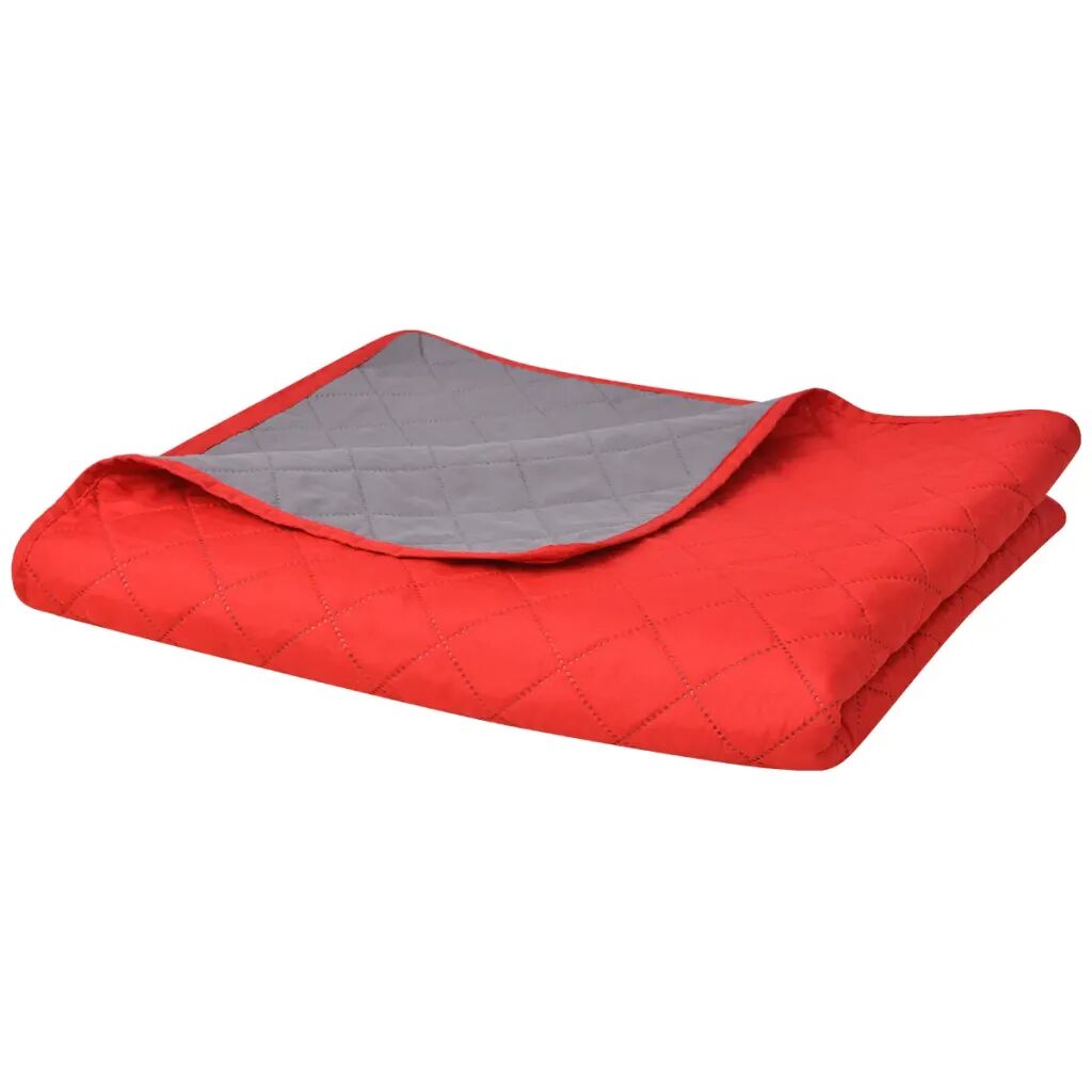 vidaXL Dubbelzijdige quilt bedsprei rood en grijs 220x240 cm