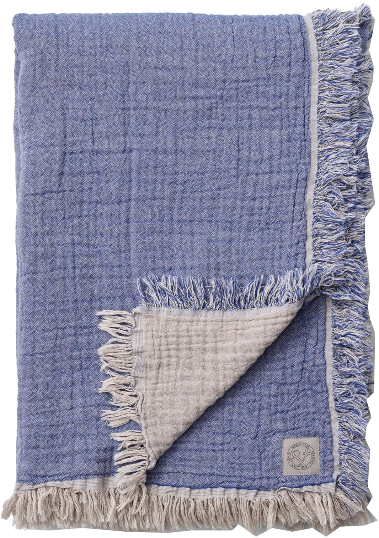 &tradition Cotton Throw SC32 plaid 140x210 Cloud & Blue