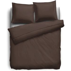 Lion Beddenshop Elegance Dekbedovertrek Uni Percal Katoen Met Bies - brown - 200x200/220 200x200/220