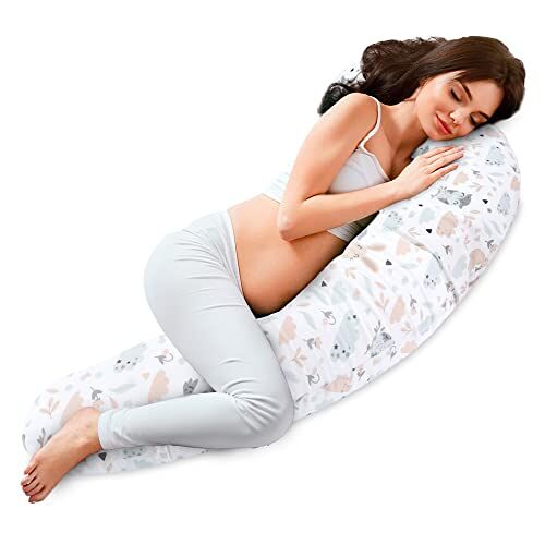Totsy Baby Zijslaperkussen 190 cm comfortkussen katoen slaapkussen met hoes zijslaperkussen lichaamskussen rits Uilen