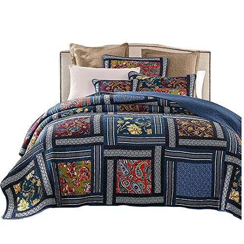 CRAGCO Gewatteerde sprei Patchwork deken Quilt sprei, luxe sprei sprei set van 100% katoen, kleurrijke spreien en spreien, katoenen sprei met 2 kussenslopen (Color : 5, Size : 260x270cm)