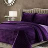 Tribeca Living Florence Velvet Oversized Solid Quilt Set, Paars, Queen