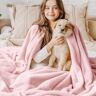 Bedsure Fleecedeken, queensize deken, roze, zachte, pluchen, pluizige, behaaglijke lichtgewicht deken voor op bed, zeer behaaglijke luxe microvezels, 229 x 229 cm