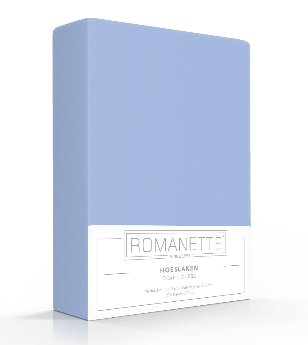 Romanette Basic Hoeslaken Blue - 140x200 cm