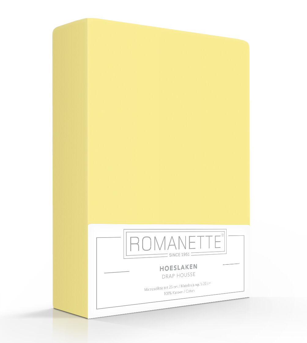 Romanette Basic Hoeslaken Geel - 180x200 cm