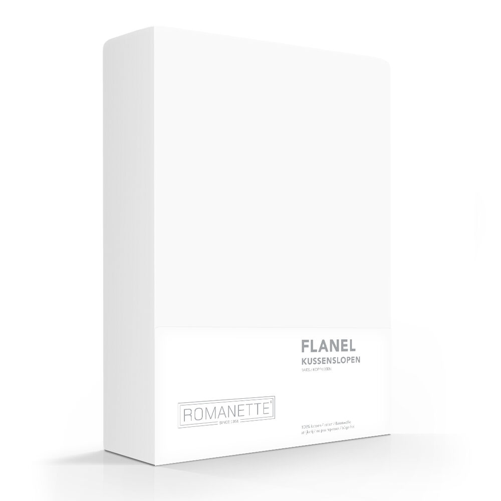 Romanette Kussensloop Flanel Wit Set van 2 - 60x70 cm