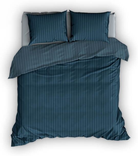 Satin D'or Dekbedovertrek Streep Teal - 260x200/220 cm | Lits-jumeaux XL