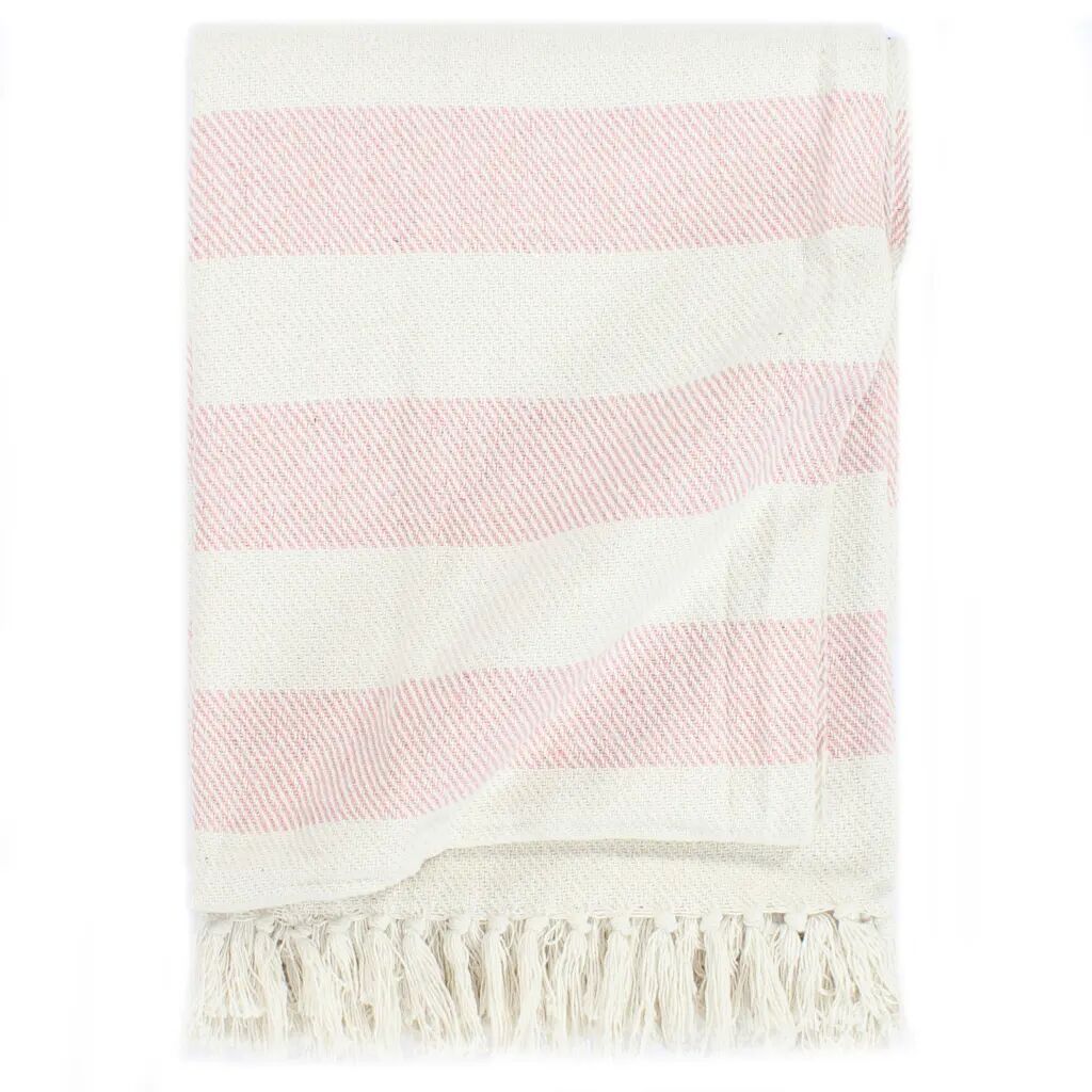 vidaXL Pledd bomull stripemønster 125x150 cm gammelrosa