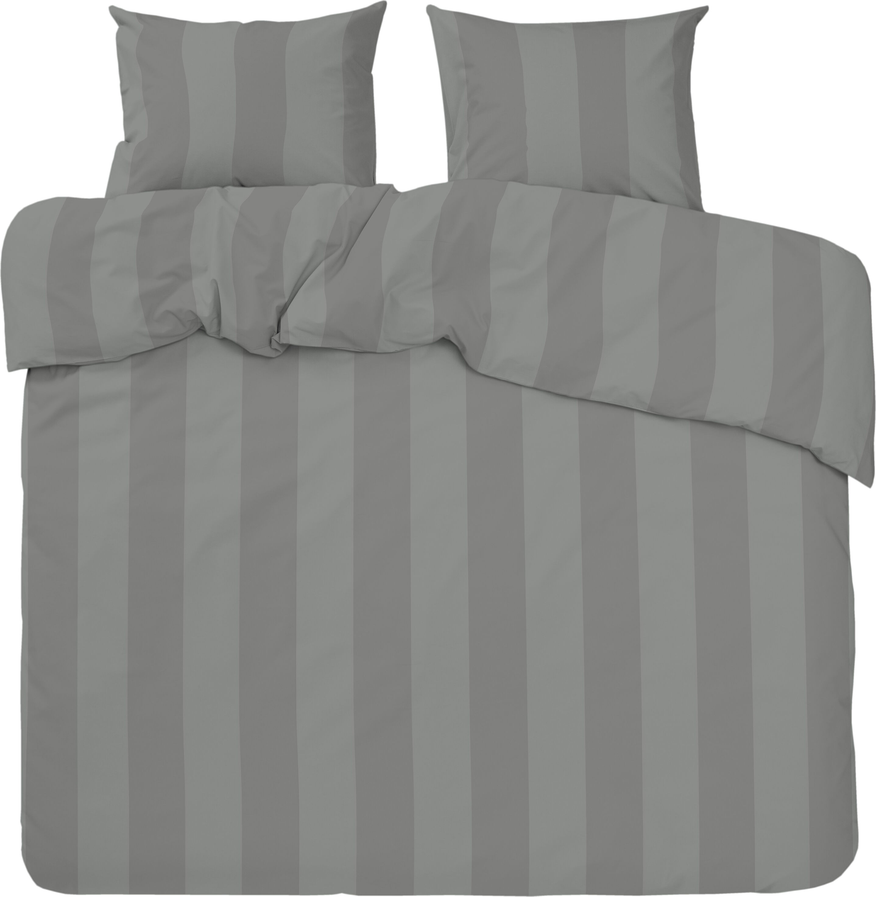 Redlunds Dynetrekk Sett Big Stripe Satin Kingsize 3-Delt -Grå