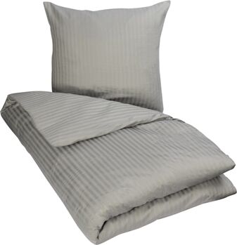 Borg Living King Size Sengetøy - Bomullssateng - Stripet Grå - 240x220 Cm