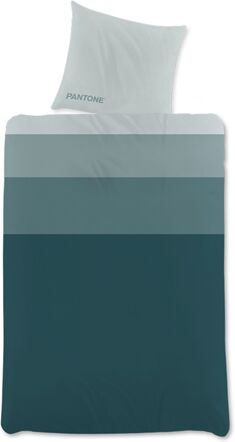 Borg Living Sengetøy - 140x220 Cm - Pantone Grønn - 100% Bomullssateng - Mørkeblå