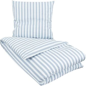 Borg Living King Size Sengetøy - 240x220cm - Stripes Blue - 100% Bomull - Borg Living