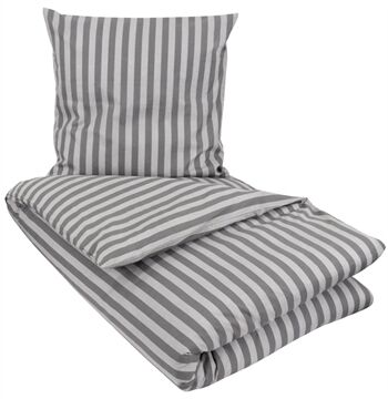 Borg Living Dobbelt Sengetøy - 200x220cm - Stripes Grey - 100% Bomull - Borg Living