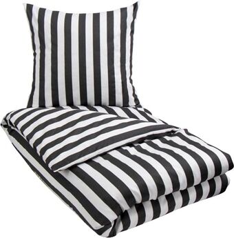 Borg Living Kingsize Sengetøy - 100% Bomullssateng - Nordic Stripe Mørk Grå - Stripete - 240x220 Cm