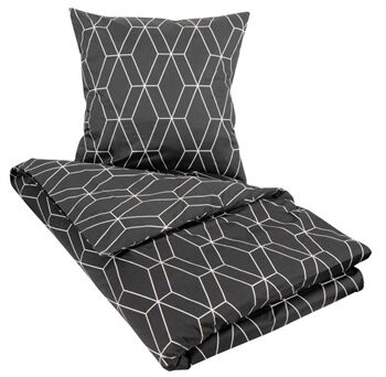 Borg Living Kingsize Sengetøy - 100% Bomullssateng - Chain Black - 240x220 Cm