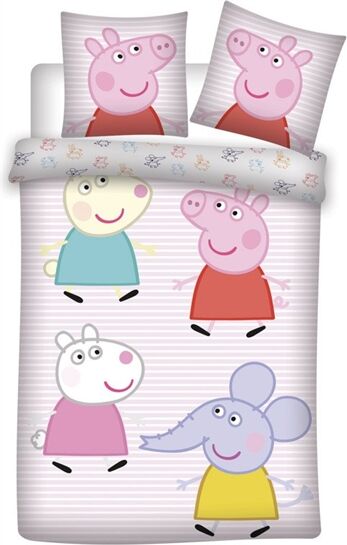 Borg Living Peppa Gris Sengetøy - 140x200 Cm - 100% Bomull