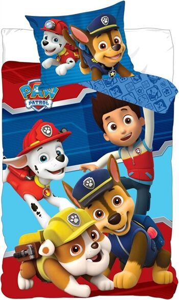 Borg Living Paw Patrol Sengetøy - 100% Bomull - 140x200 Cm - 2 I 1 Sengetøy Forskjellige Motiver På Hver Side