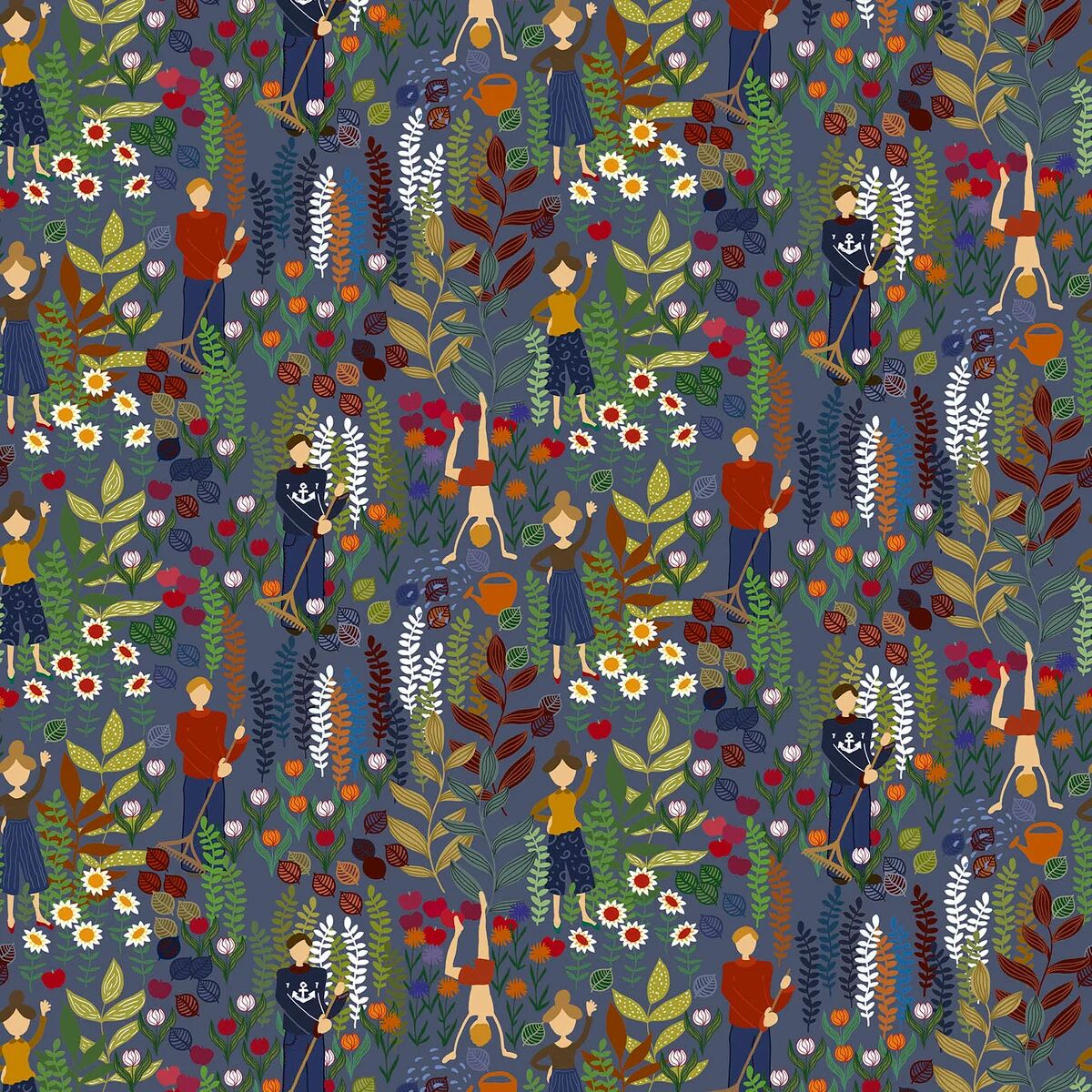 Arvidssons Textil Trädgård stoff Blå