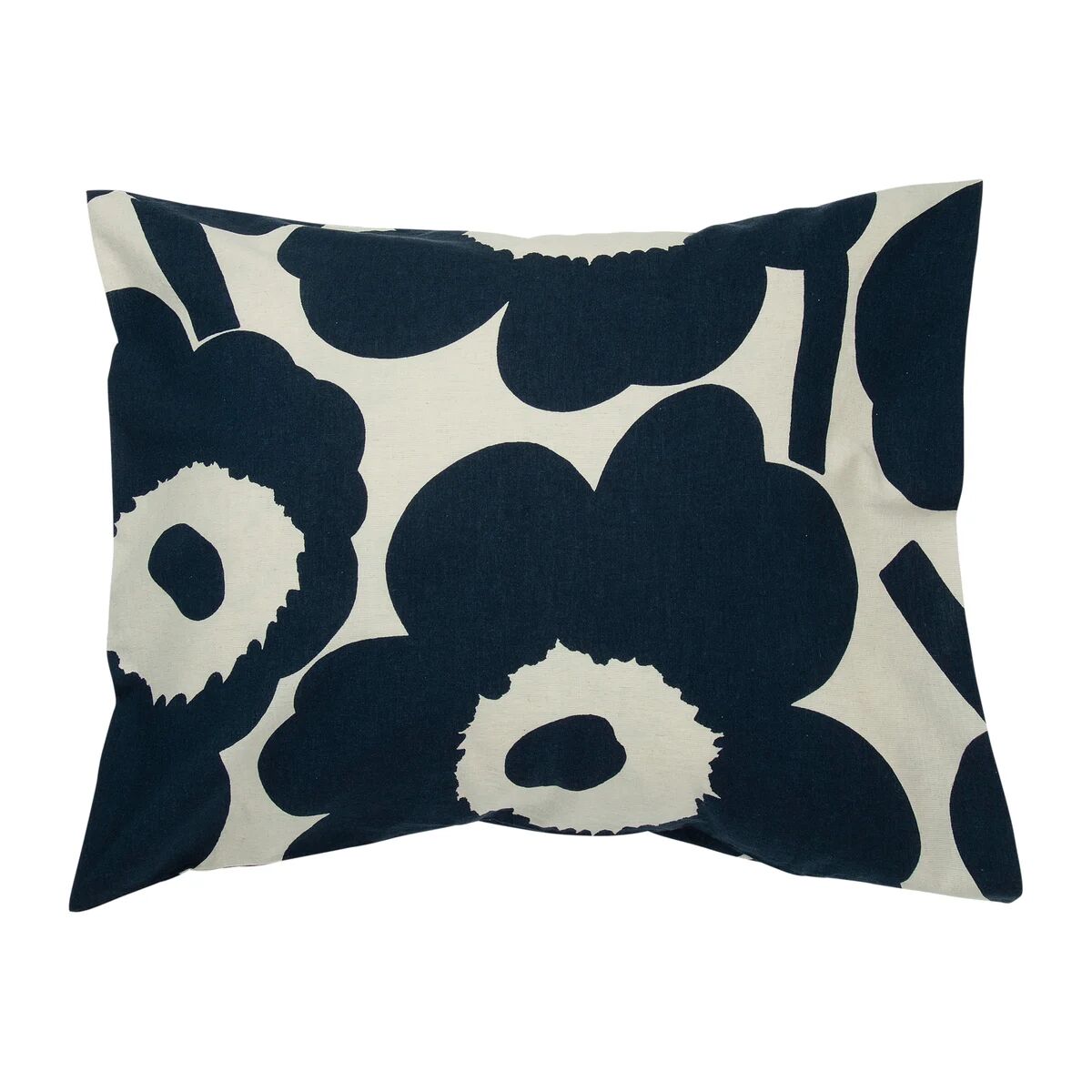 Marimekko Unikko putevar bomull-lin 50x60 cm Naturhvit-mørkeblå