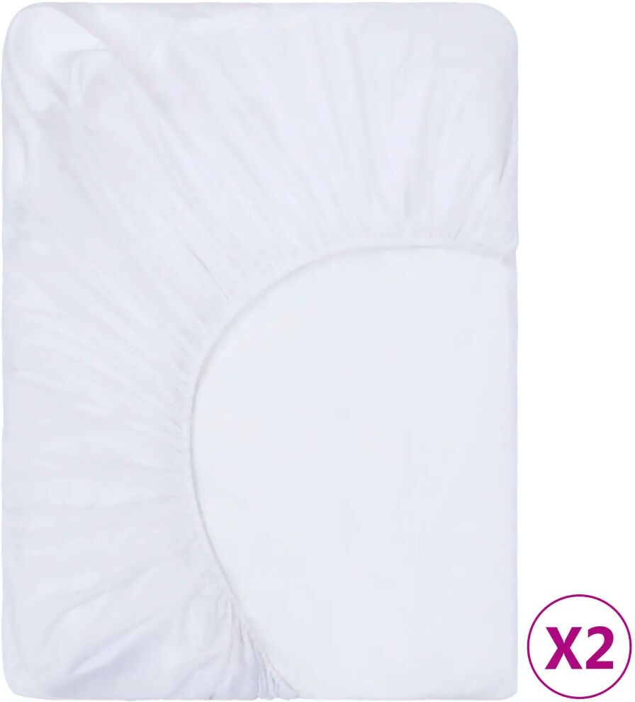 vidaXL Lençol ajustável impermeável 2 pcs 200x220 cm algodão branco