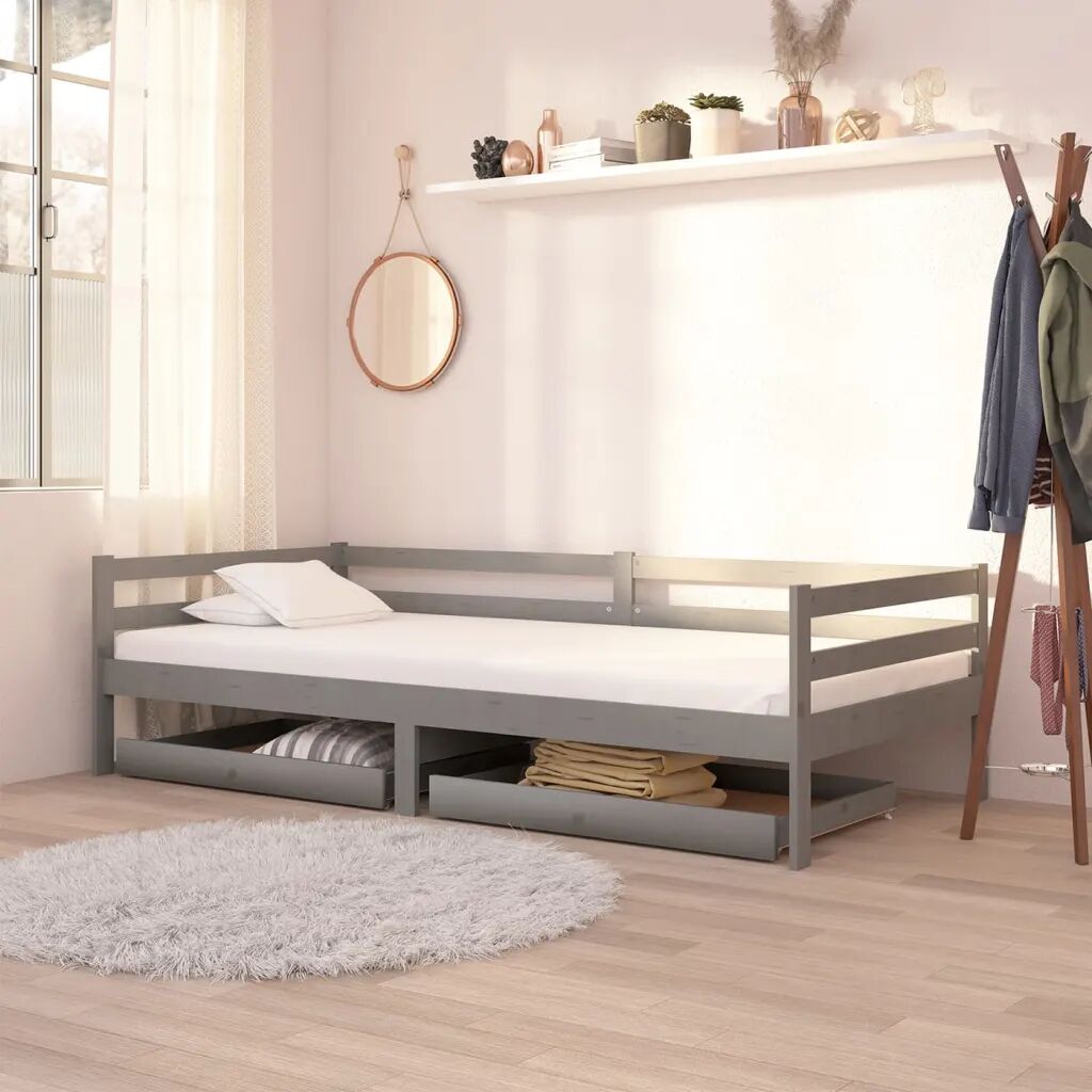 vidaXL Gavetas para sofá-cama 2 pcs madeira de pinho maciça cinzento