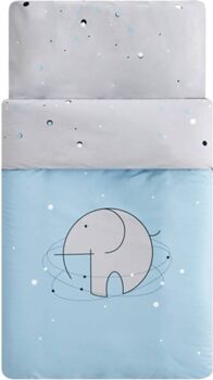 Pekebaby Conjunto Capa de Edredon + Fronha Cuna Bluephant