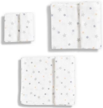 Gloop Fraldas de Pano Pack de 3 Unidades Estrelas (50 x 50 cm; 70 x 70 cm; 110 x 110 cm)