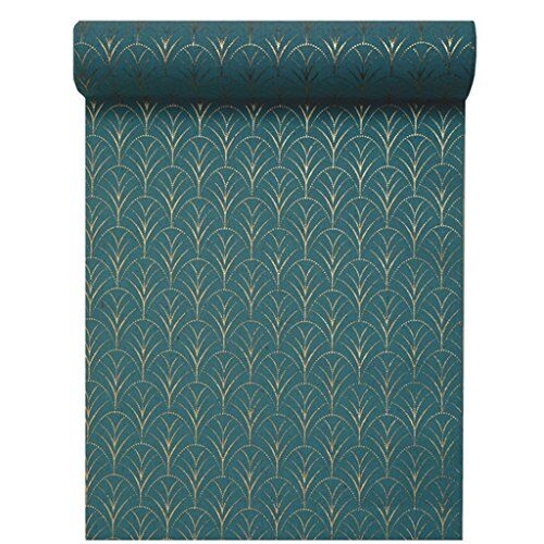 Santex Bordslöpare blågrön med guldtryck 28 cm x 3 m dekoff banderoll bordsduk bordsduk bordsduk