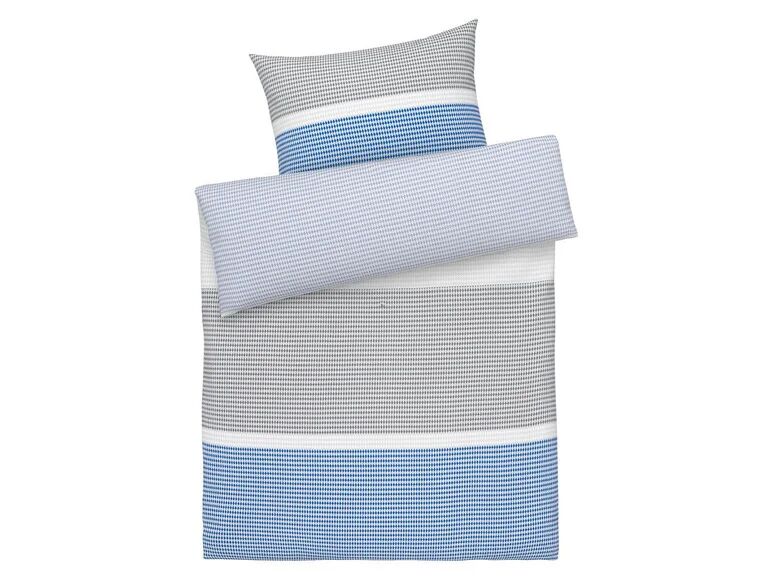 MERADISO® Saténová posteľná bielizeň, 140 x 200 cm  (pruhy/modrá )