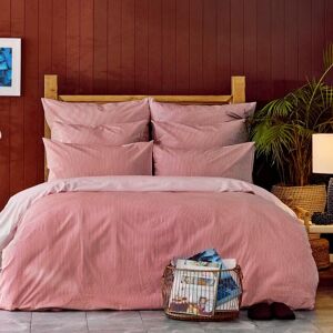 NAUTICA Pink Seersucker 200 TC Reversible Duvet Cover Set pink Double - 1 Pillowcase (80 x 80 cm)