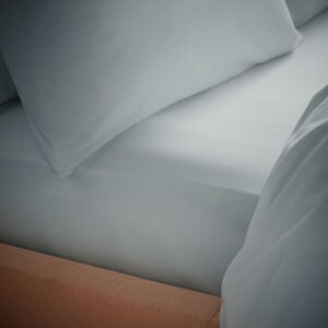 Tencel Plain Dye Cotton Rich Percale 200 Thread Count Flat Sheet, Silver, Super King - Bianca