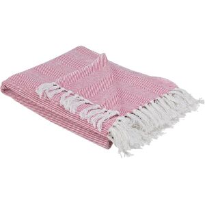 Beliani - Boho Rustic Cotton Blanket Chevron Pattern 130 x 160 cm Pink Tangier