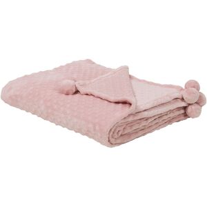 Beliani - Modern Blanket Soft Popcorn Throw Pom Poms Sofa Bed 200 x 220 cm Pink Samur