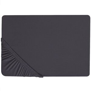 BELIANI Classic Fitted Sheet Cotton 140x200 cm Black Solid Pattern Elastic Edging Hofuf