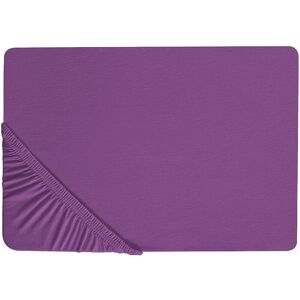 BELIANI Classic Fitted Sheet Cotton 140 x 200 cm Solid Pattern Elastic Edging Purple Janbu