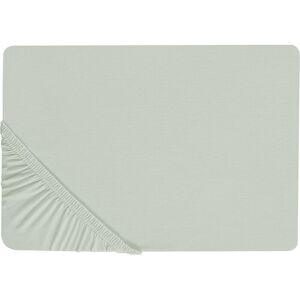 BELIANI Classic Fitted Sheet Cotton 160 x 200 cm Solid Pattern Elastic Edging Light Green Janbu