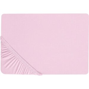 BELIANI Classic Fitted Sheet Cotton 160 x 200 cm Solid Pattern Elastic Edging Pink Janbu