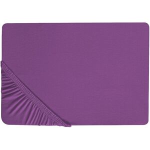 BELIANI Classic Fitted Sheet Cotton 160 x 200 cm Solid Pattern Elastic Edging Purple Janbu