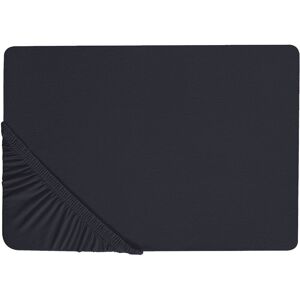 BELIANI Classic Fitted Sheet Cotton 180 x 200 cm Solid Pattern Elastic Edging Black Janbu