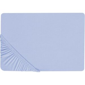 BELIANI Classic Fitted Sheet Cotton 180 x 200 cm Solid Pattern Elastic Edging Blue Janbu