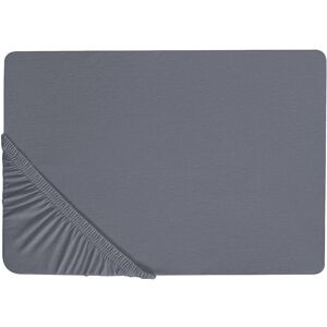 BELIANI Classic Fitted Sheet Cotton 180 x 200 cm Solid Pattern Elastic Edging Dark Grey Janbu