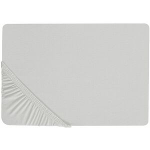 BELIANI Classic Fitted Sheet Cotton 180 x 200 cm Solid Pattern Elastic Edging Light Grey Janbu